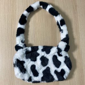NWOT Fuzzy Cow Print Shoulder Purse